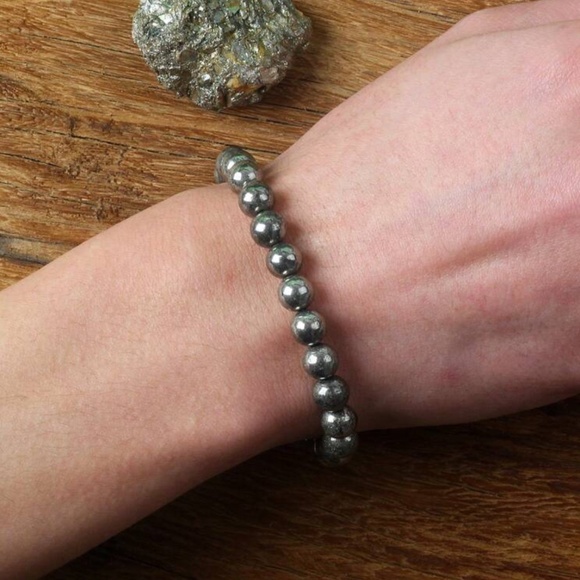 Men’s Healing Energy Bracelet – Hematite & Pyrite Natural Stones - Picture 5 of 5
